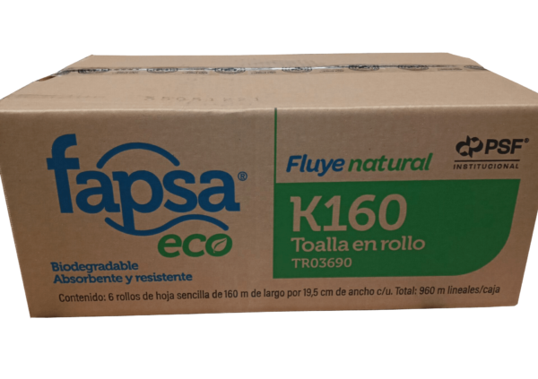 caja de papel tipo toalla en rollo color café fapsa modelo tr03690